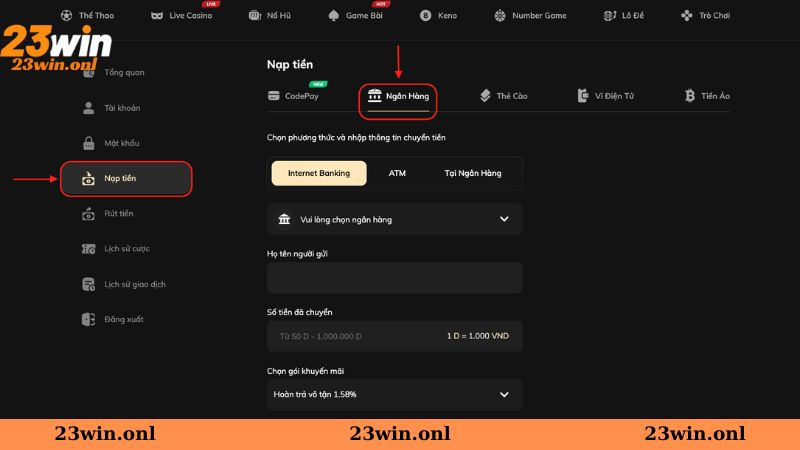 Các phương thức thanh toán tại 23Win